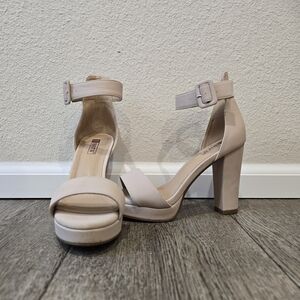 Elegant Nude Block Heel Sandals